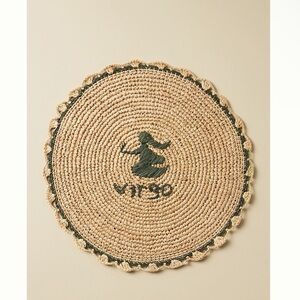 NEW Anthropologie Handwoven Zodiac Placemats Virgo Scalloped Edge Raffia Palm